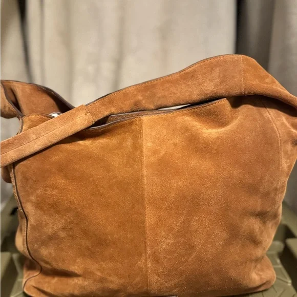Lucky Brand Suede Shoulder Tote in Camel Brown - Picture 2 of 8
